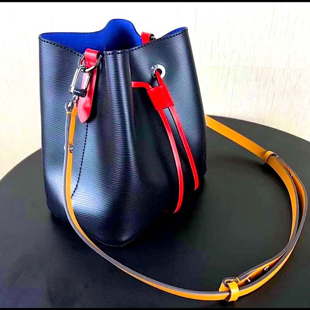 Authentic  LV NEONEO BB EPI - Blk-Blue-Red-Gold Silver hardware